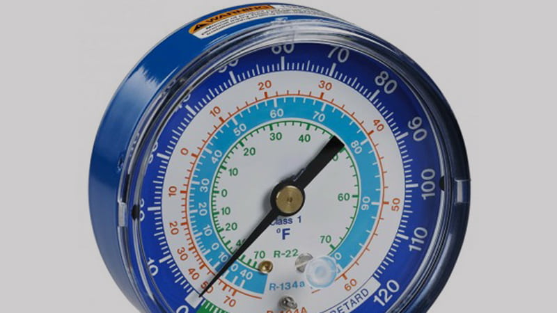 A clear R-22 gauge with lower PSI ratings