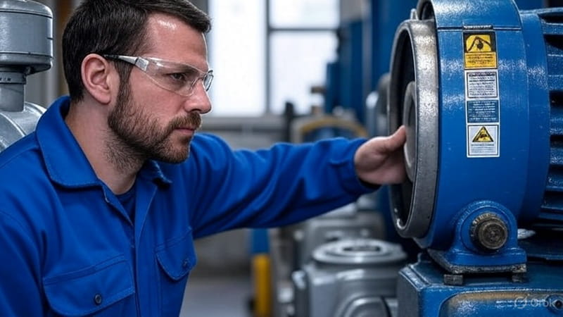 Technician Observing Warning Signs from a Pump