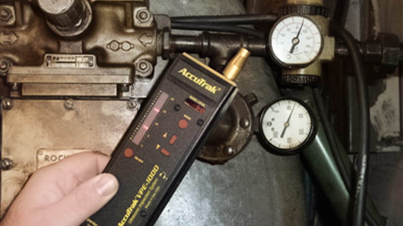 Side-by-side comparison of a heated diode, infrared, and ultrasonic leak detector