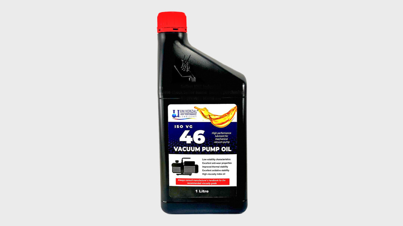 Close-up of clean vacuum pump oil being poured or inspected